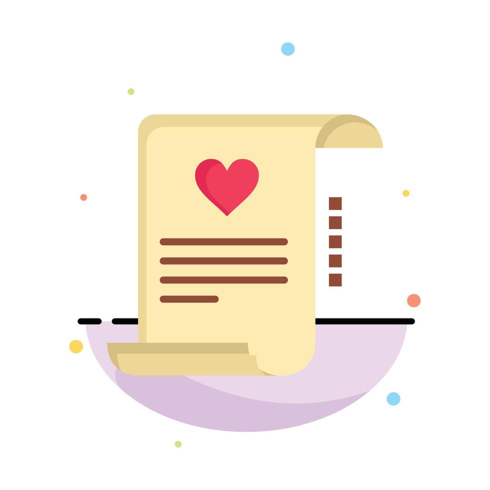 Letter Paper Document Love Letter Marriage Card Abstract Flat Color Icon Template vector