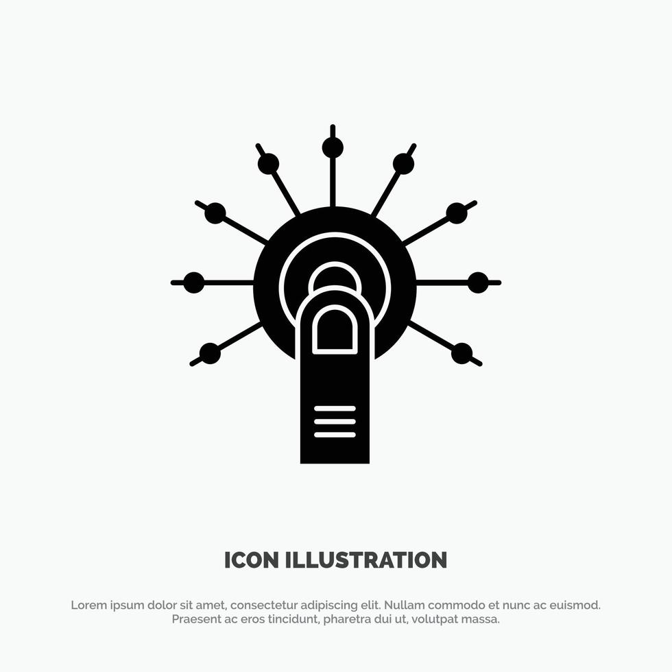 Touch Click Ok Done Touch Here solid Glyph Icon vector