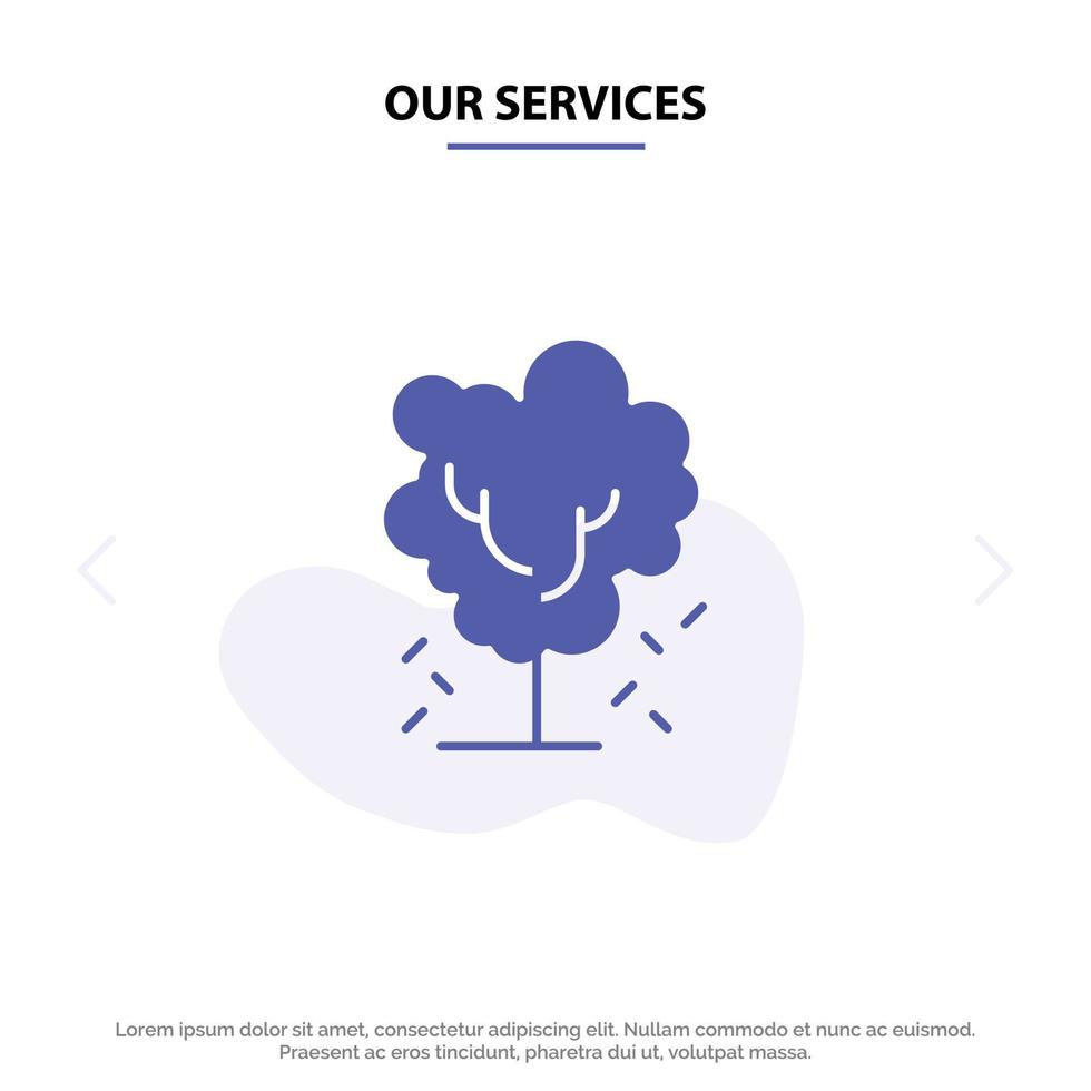 Our Services Tree Apple Apple Tree Nature Spring Solid Glyph Icon Web card Template vector