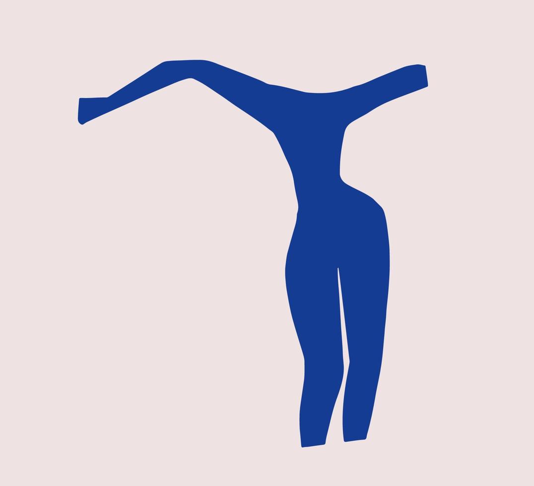 collage de corte de papel de una silueta de mujer inspirada en matisse. el cuerpo femenino en movimiento. ilustración de corte vectorial aislada en estilo moderno contemporáneo. vector