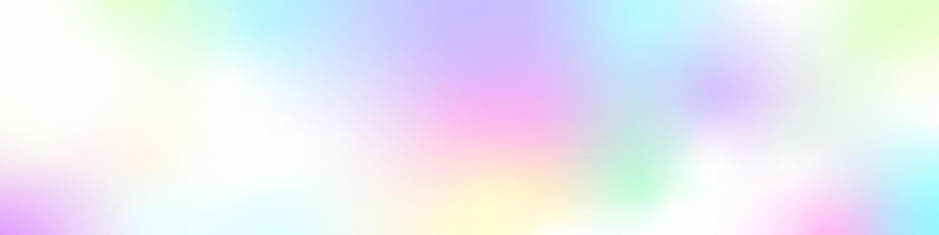 Horizontal blurred iridescent background of gentle color. Multicolor gradient pastel purple, pink and blue. Vector illustration of glowing flowing spots.