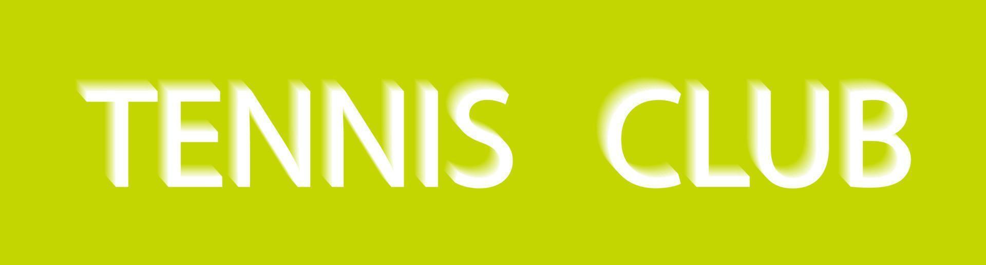 Tennis club banner. Vector white text with blur on green background. Sports tennis banner with the inscription.