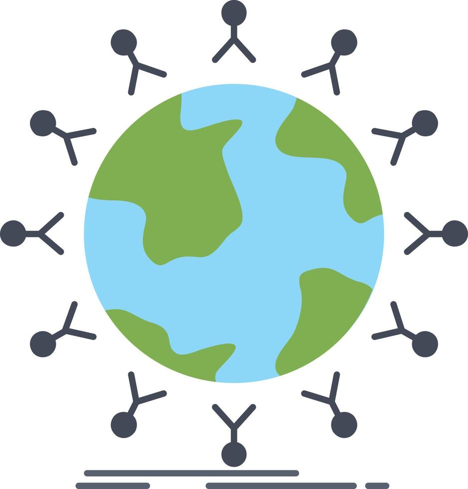 global student network globe kids Flat Color Icon Vector