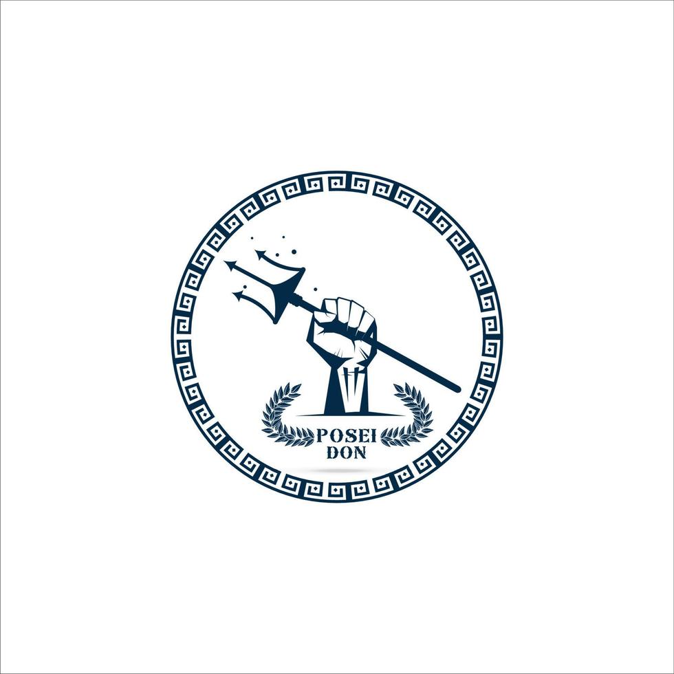 Logo  hand holding  trident of greek god Poseidon vector