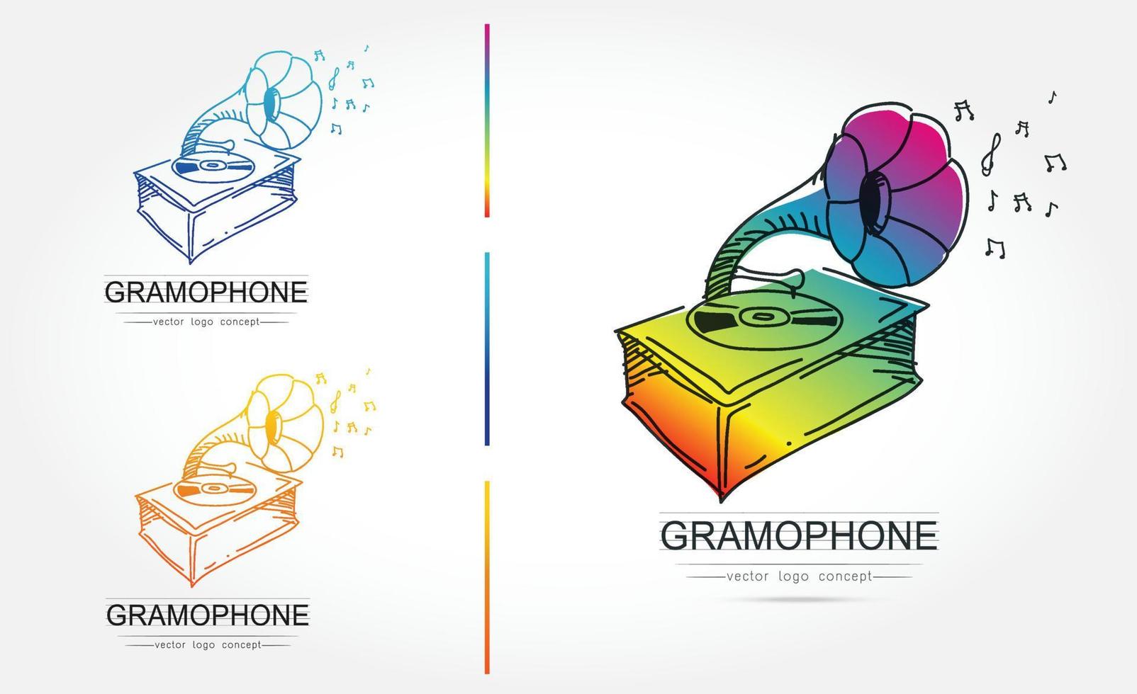 el estilizado de la ilustración de vector de gramófono