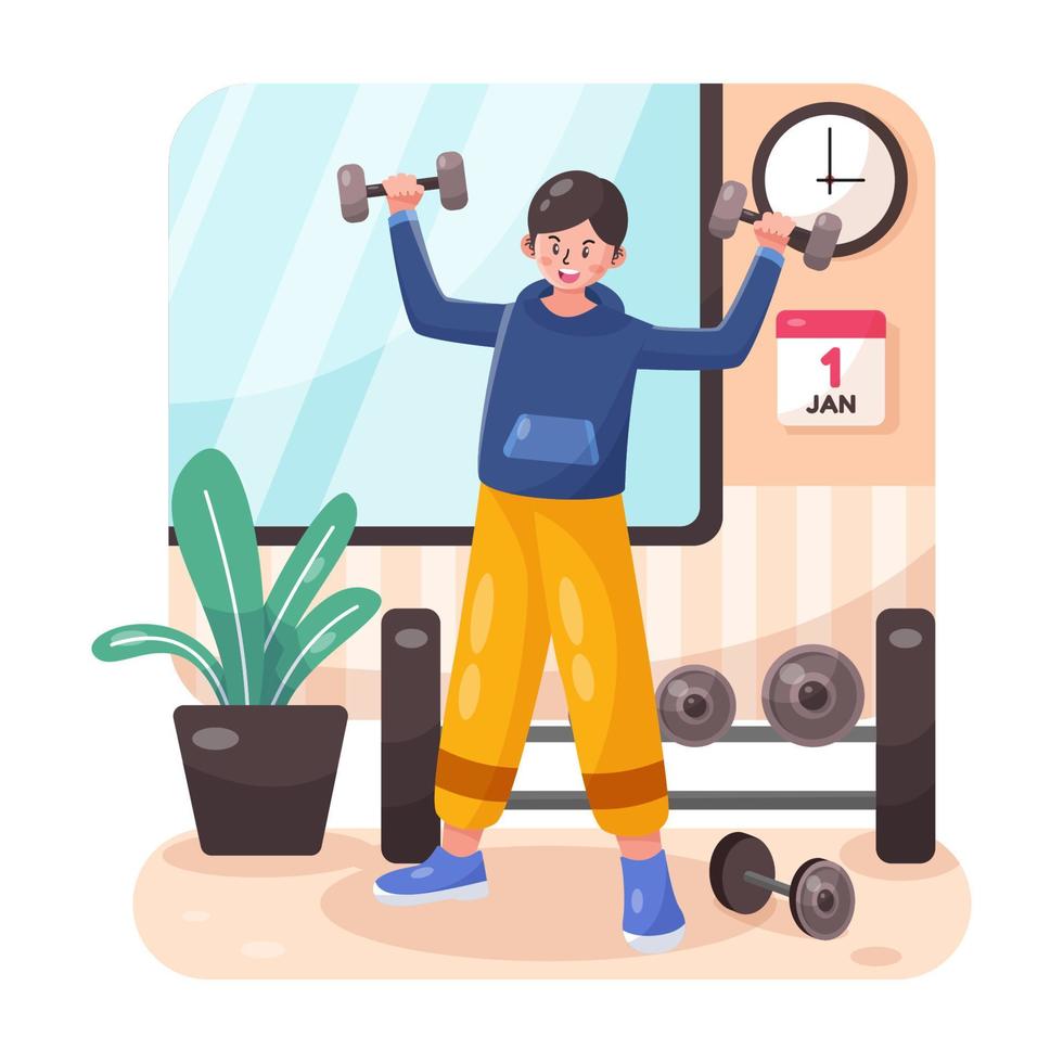 A Man with Healthy Lifestyle Illustration vector