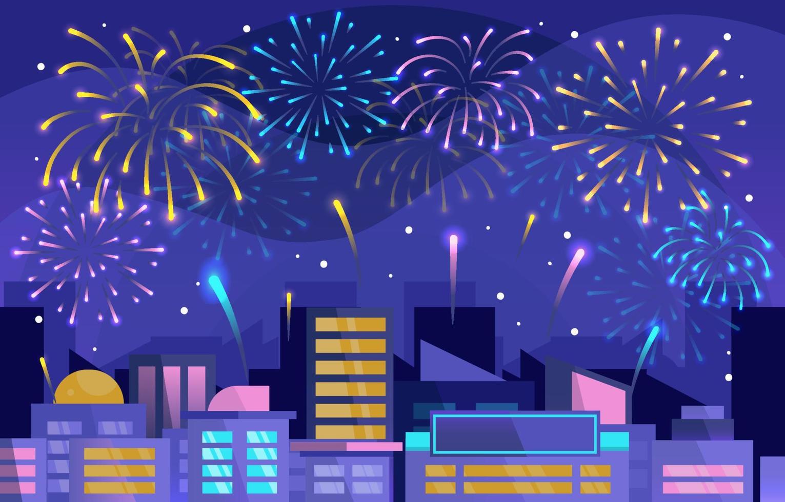 Fireworks with the City Scape vector