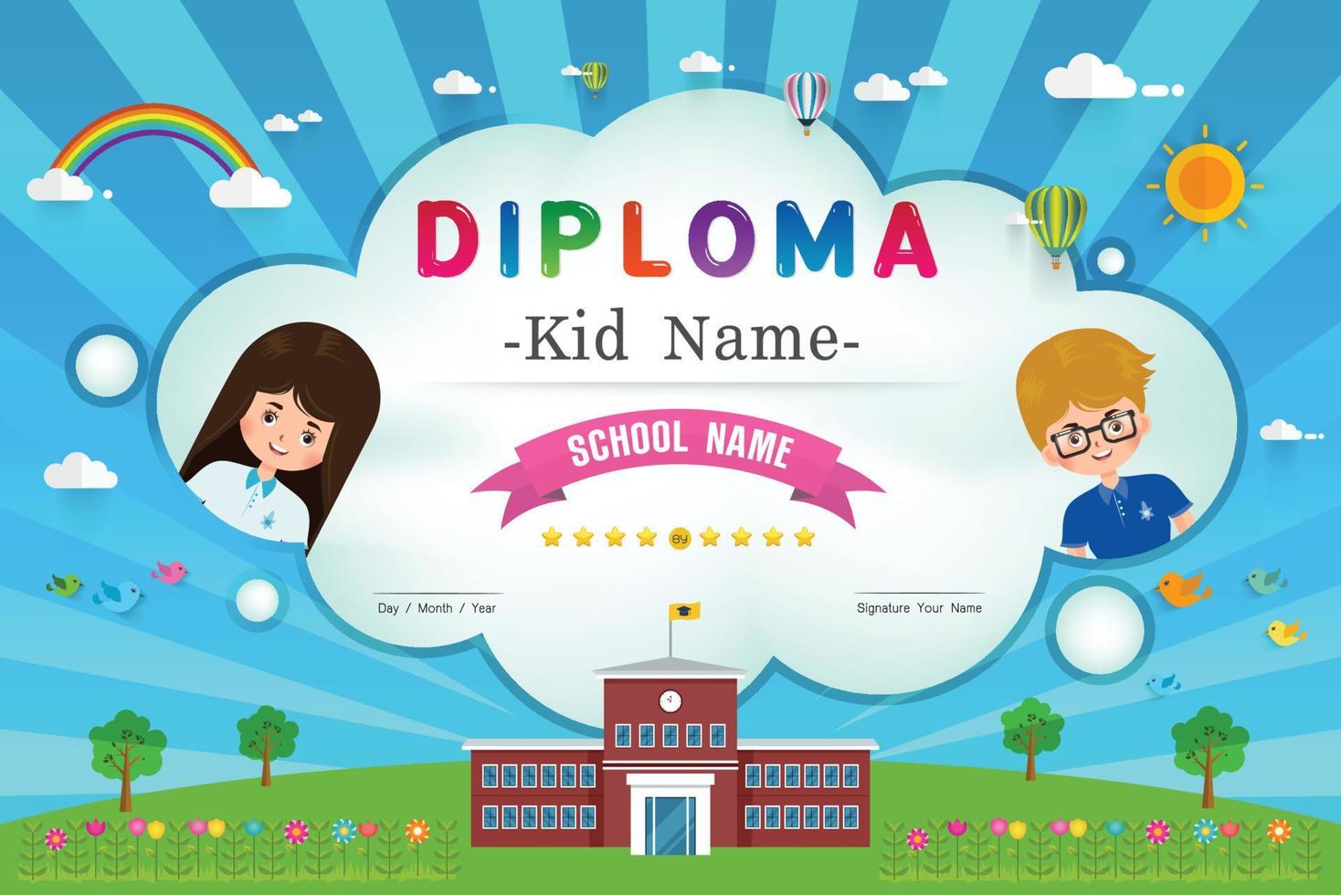 Certificate kids diploma vector