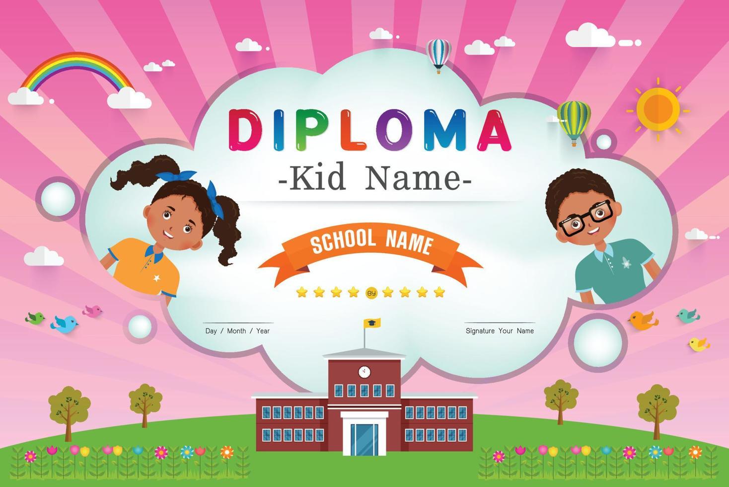 Certificate kids diploma vector