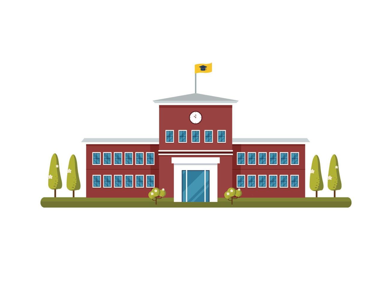 School building exterior vector illustration