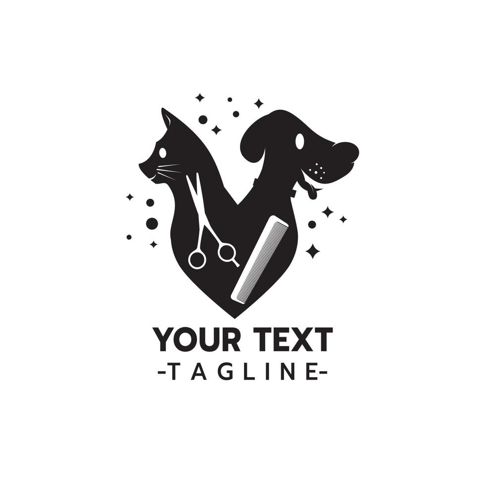 Pet Grooming , Dog and cat silhouette Vector illustration