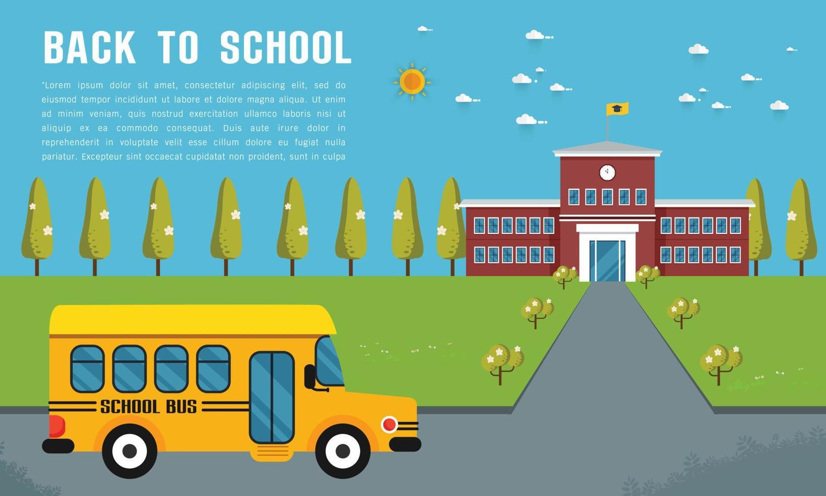 School building exterior vector illustration