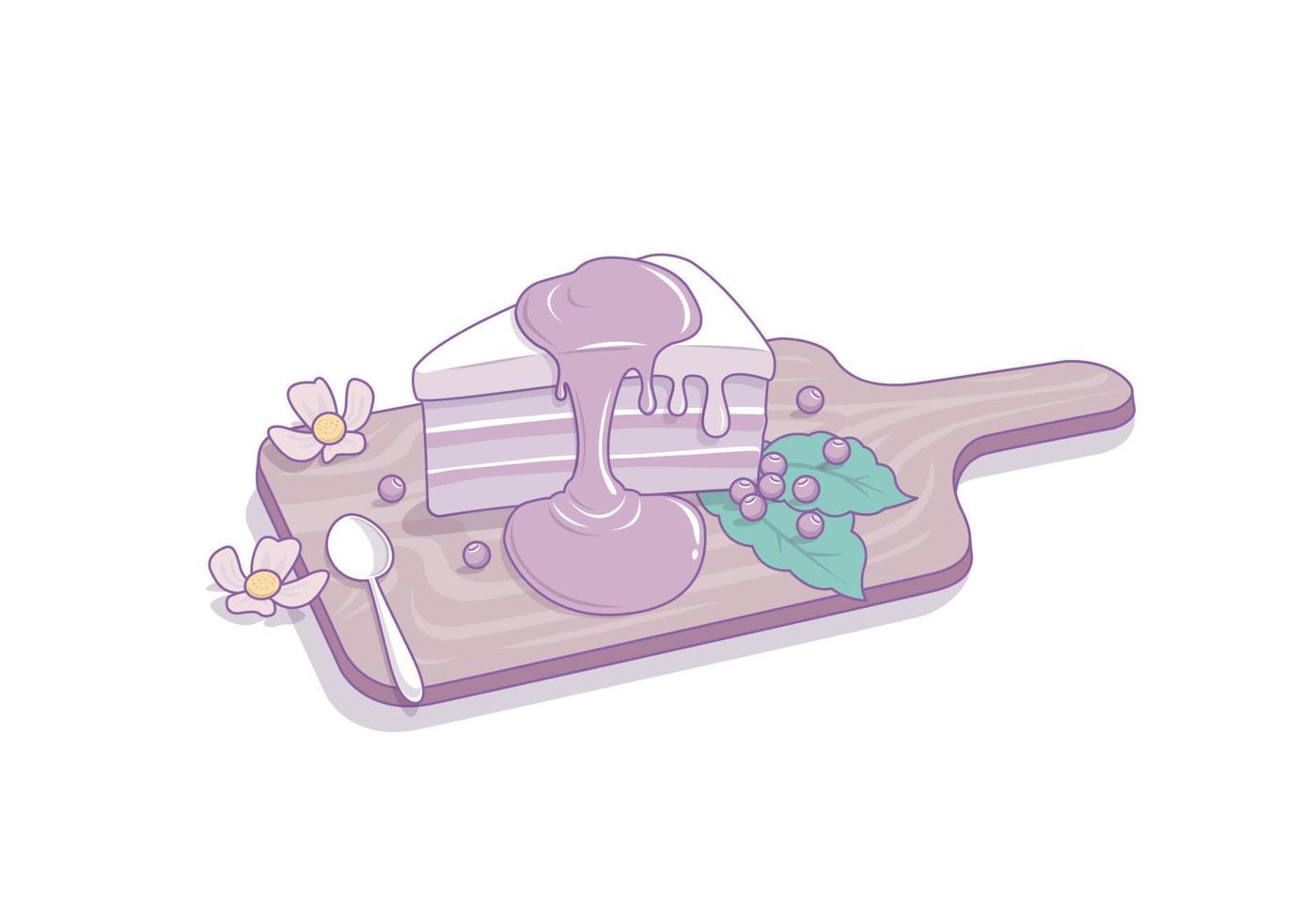 Slice of blueberry pie cake vector