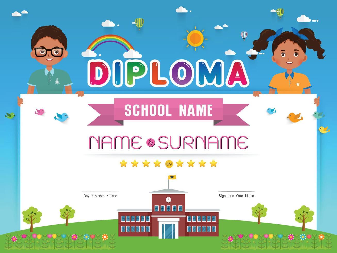 certificado niños diploma vector