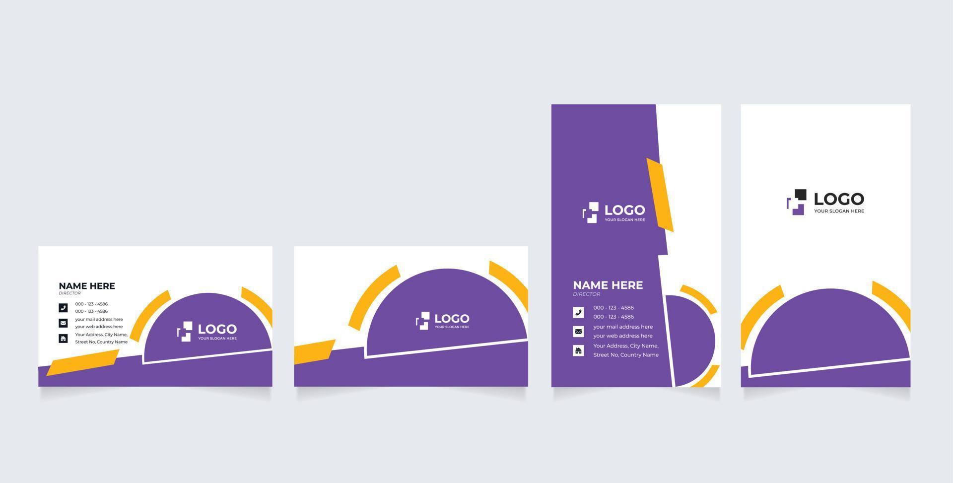 Double-sided creative business card template. Portrait and landscape orientation vector