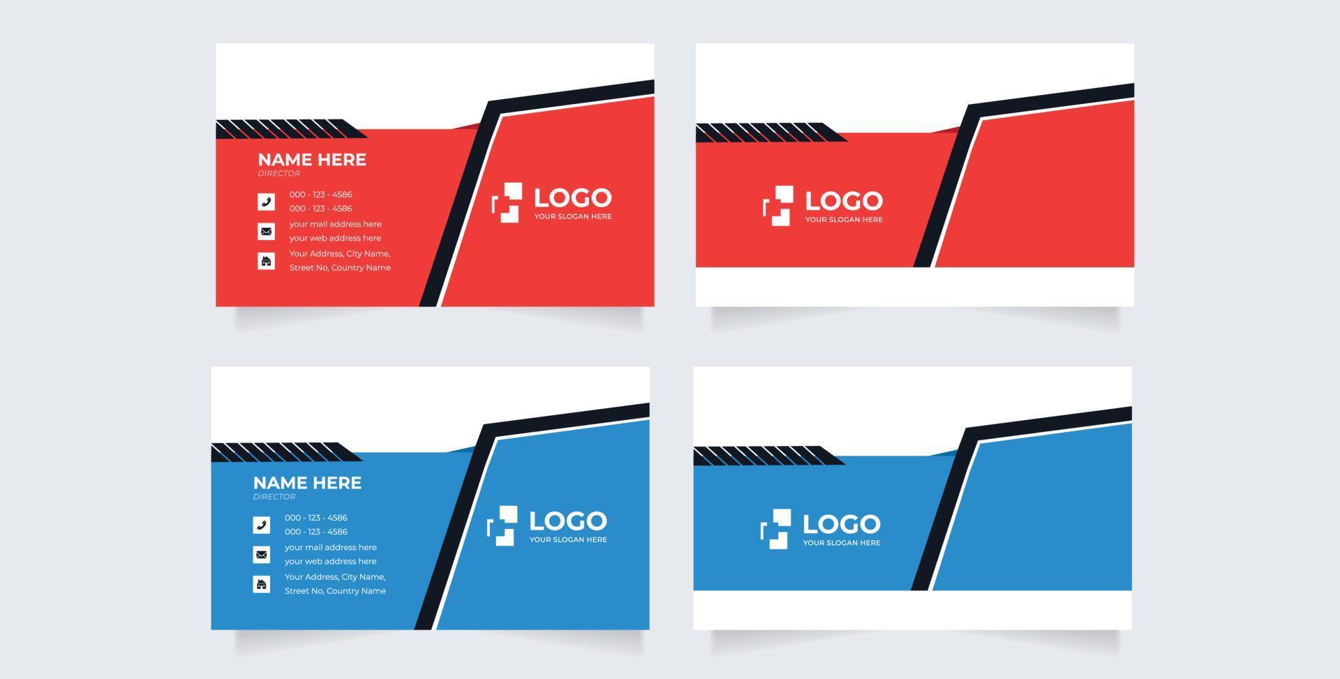 Double sided creative business card template. Corporate landscape orientation and horizontal vector