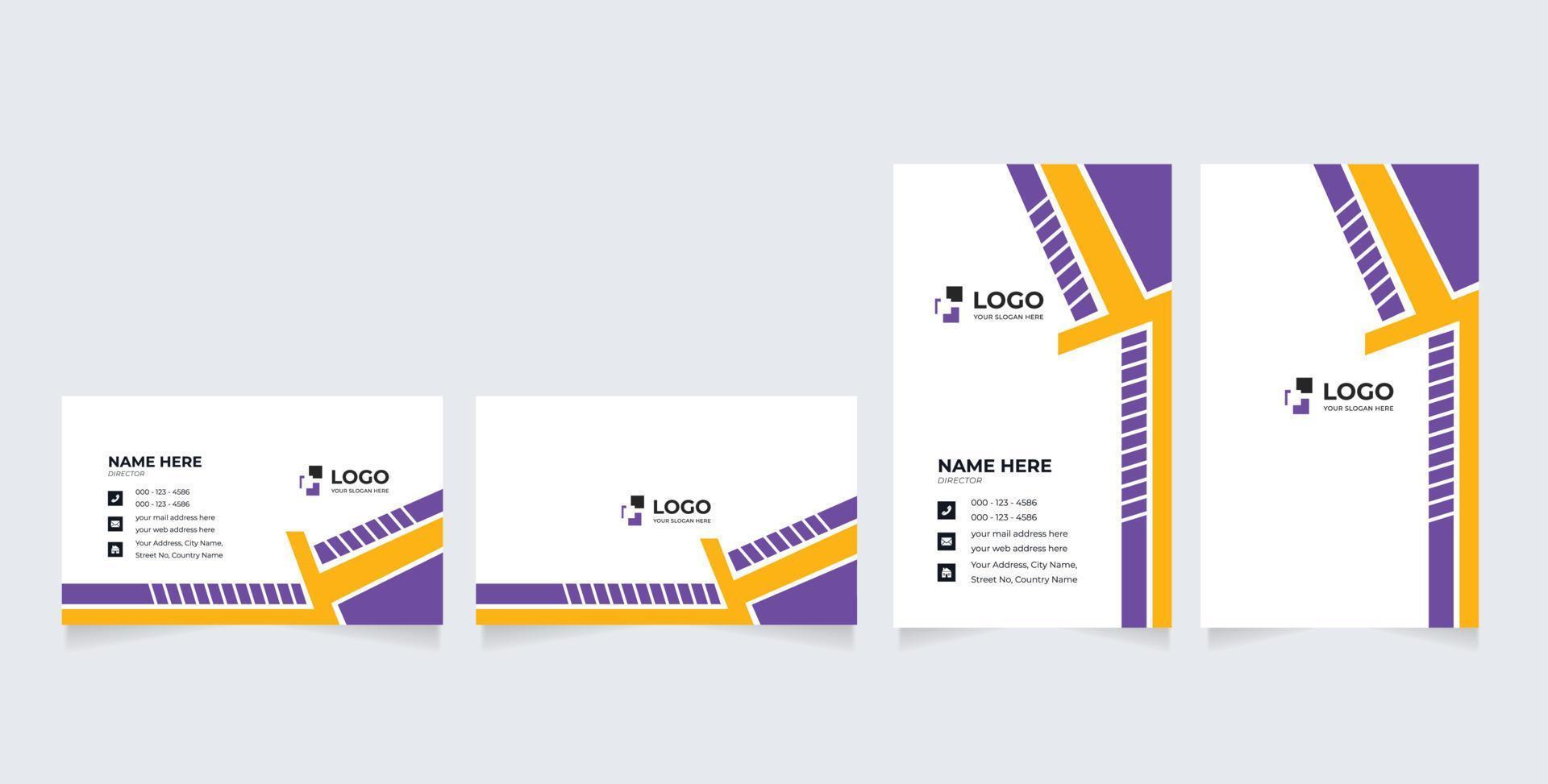 business card template. Portrait and landscape orientation. Horizontal and vertical layout vector