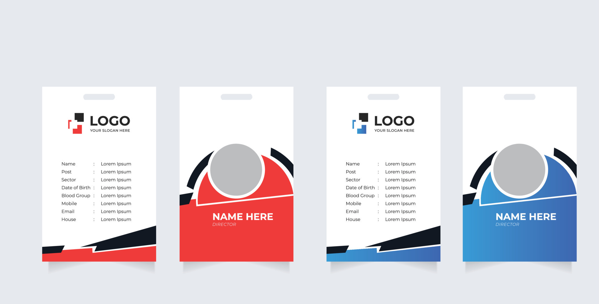 Identification Horizontal and Vertical id cards set with elements fresh color 13435766 Vector