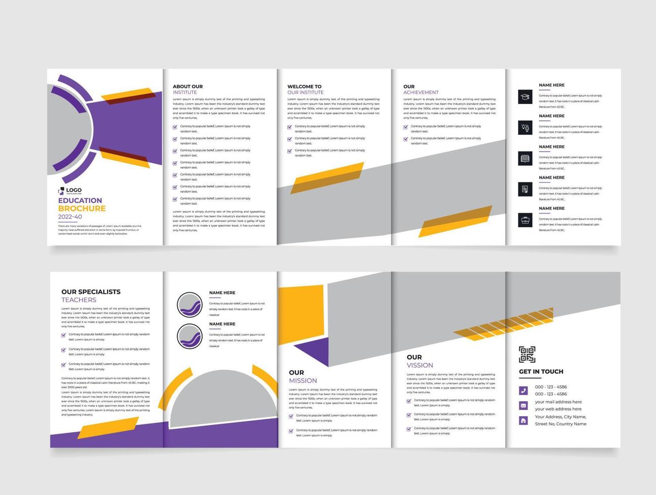 School admission Fivefold brochure template. Kids back to school education admission Fivefold brochure template design vector