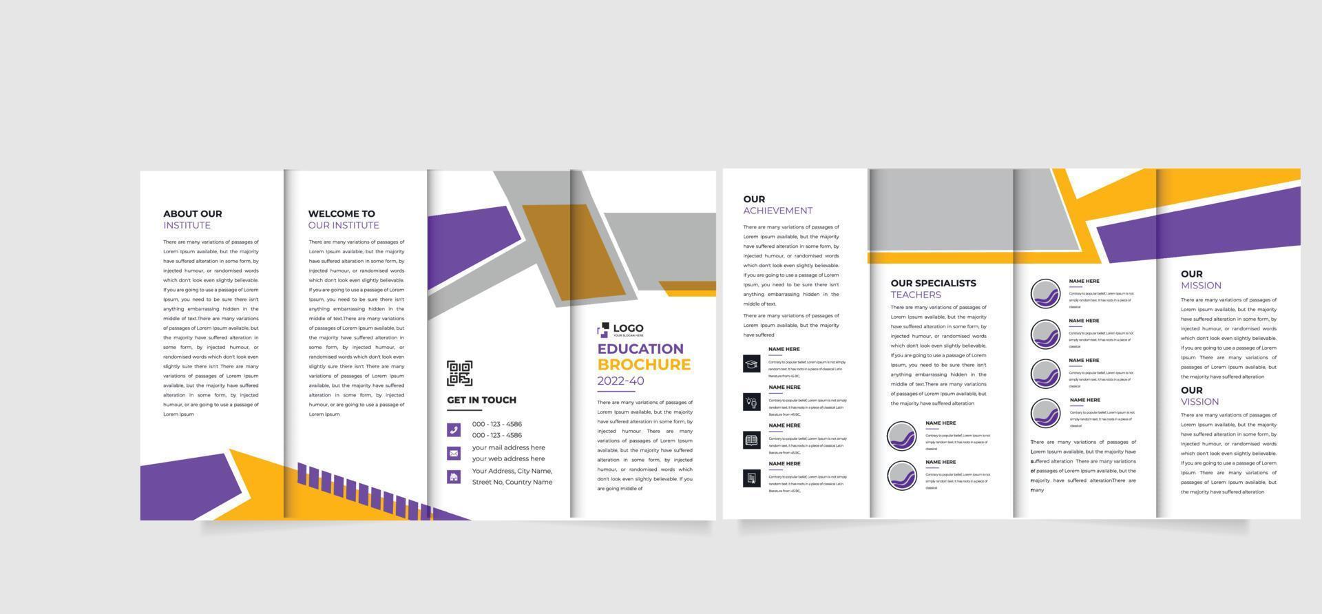 Kids back to school education admission Fourfold brochure template, school Fourfold brochure design, kids academy brochure template layout vector