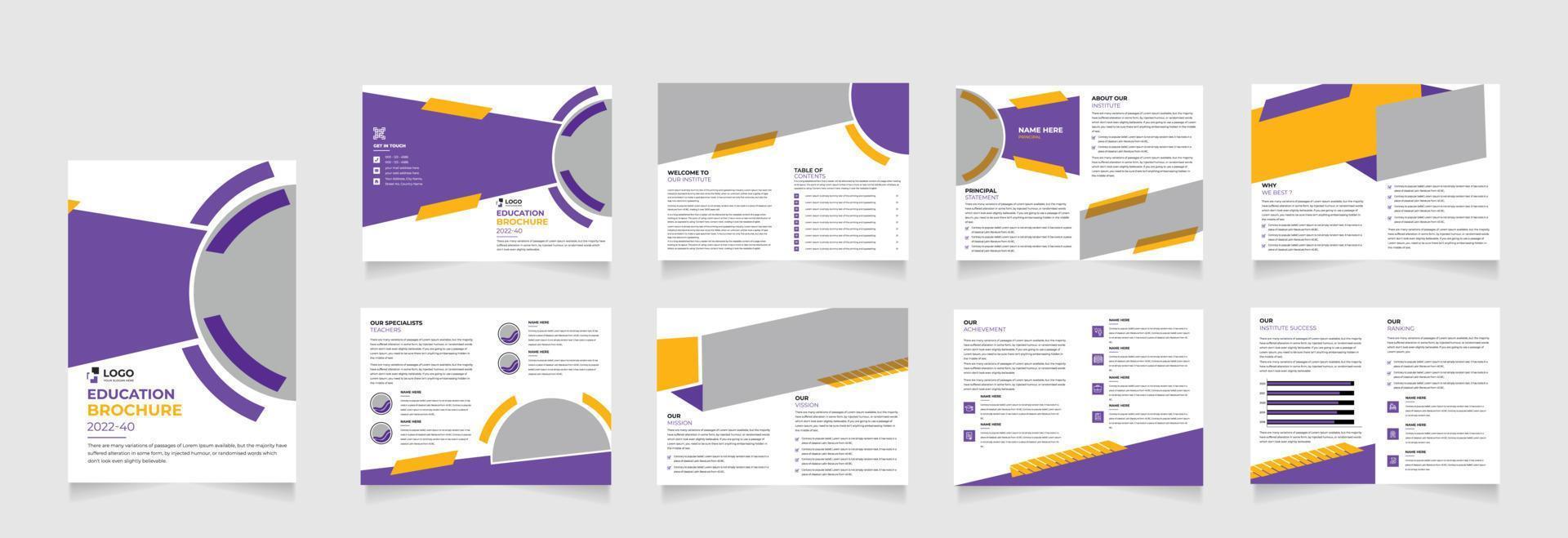 16 Pages Education Brochure with modern abstract design. Use for Scholl,College,University, marketing,print, annual report and business presentations vector