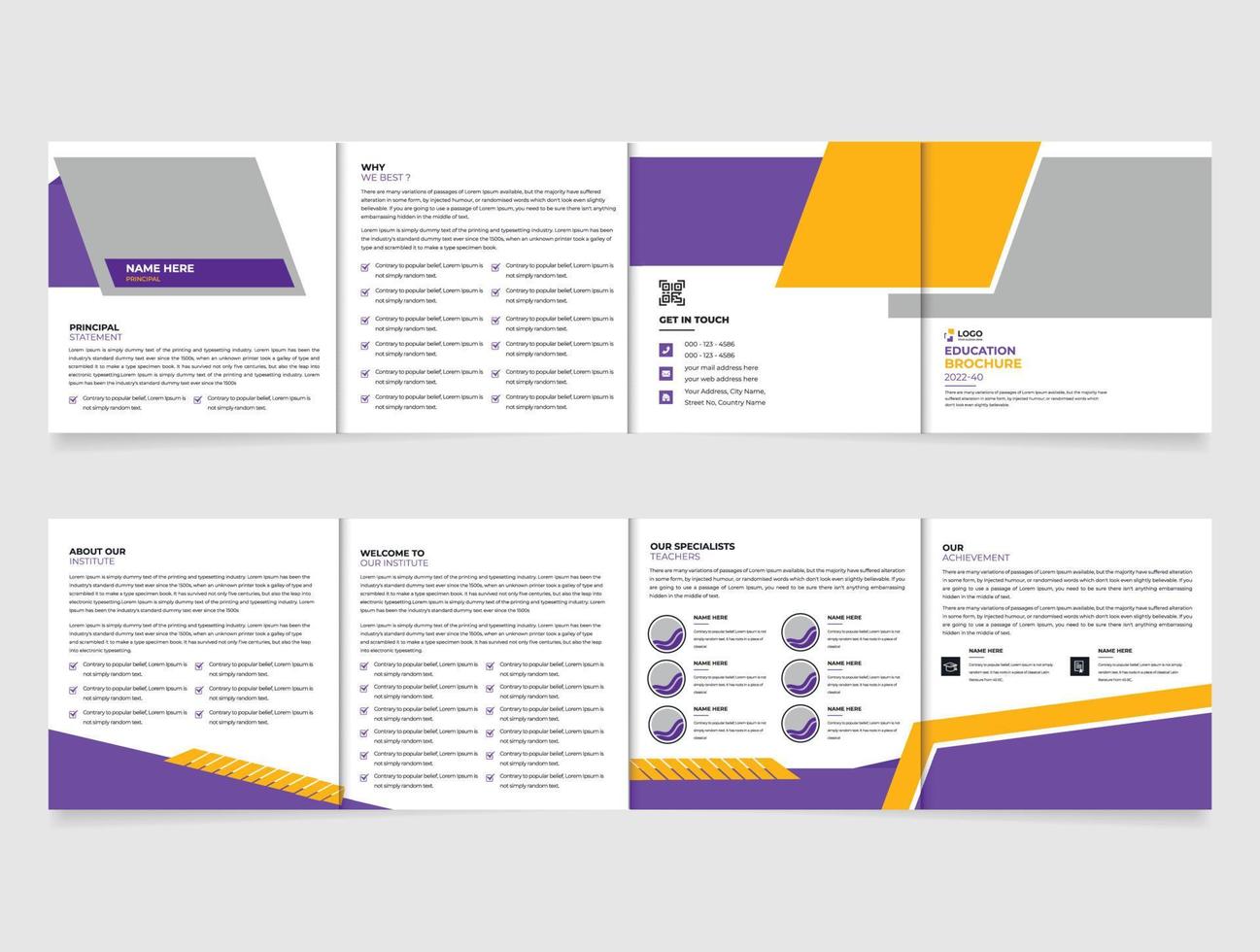 School admission Template square Fourfold brochure template printing and advertising. education admission Fourfold brochure template design vector