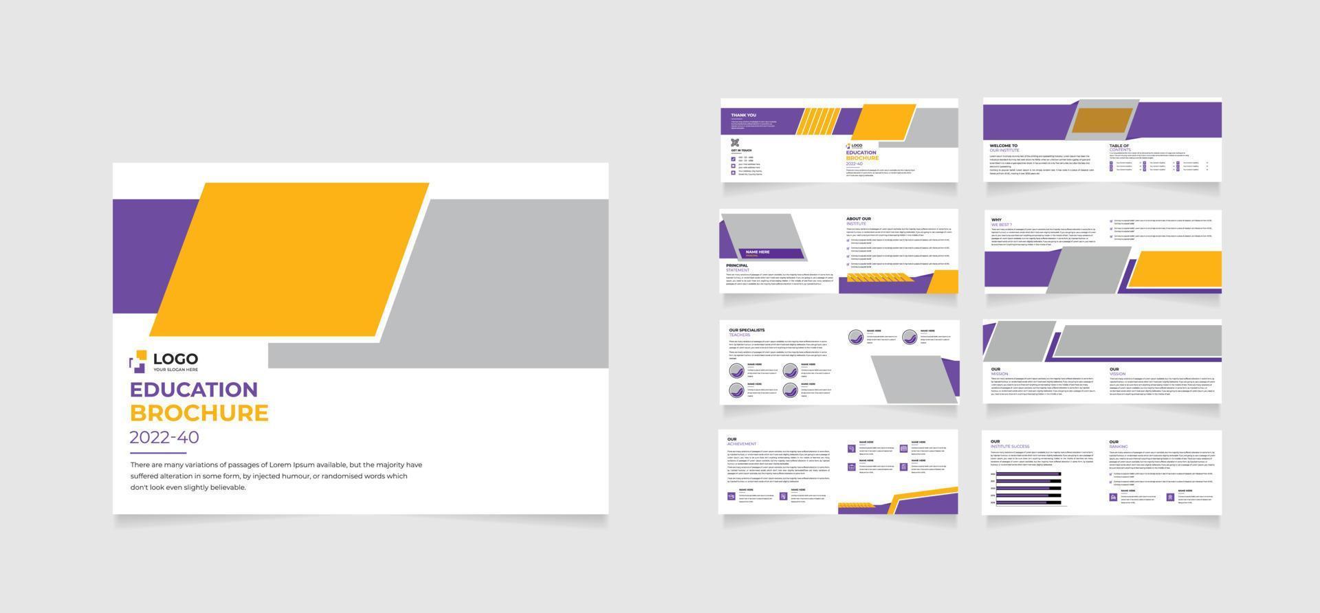 landscape 16 Pages kids school education brochure template design. Back to school, admission brochure layout bifold brochure, annual report template, annual report vector