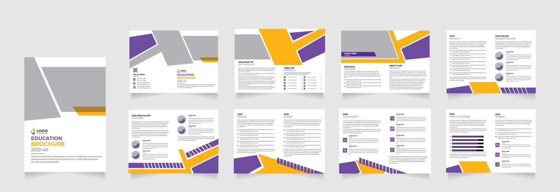 Multipage creative kid education brochure template design or 16 Page School, college, and university, brochure design layout bifold brochure, annual report template, annual report vector