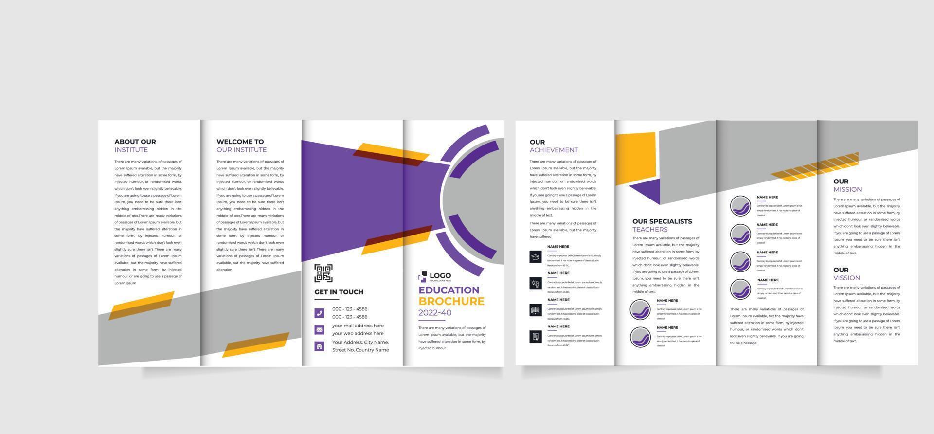 School admission square Fourfold brochure template. Kids back to school education admission Fourfold brochure vector