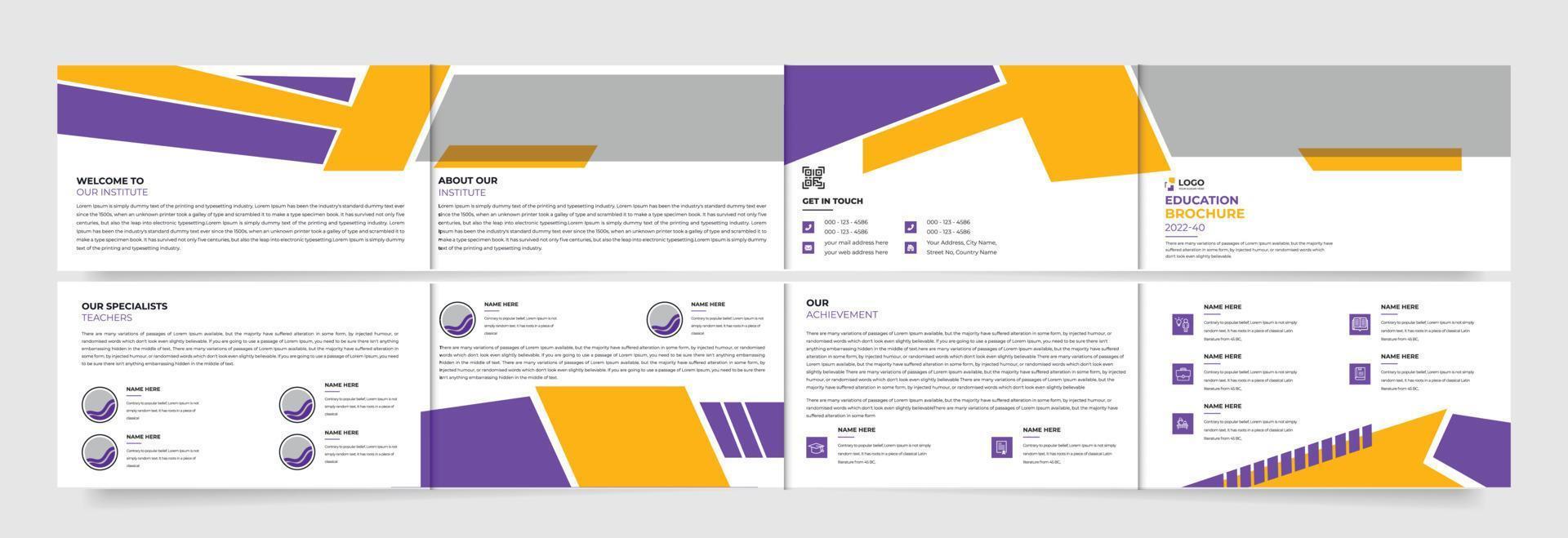 School Admission landscape Fourfold Brochure Template or Education Fourfold Brochure Fourfold brochure for business vector