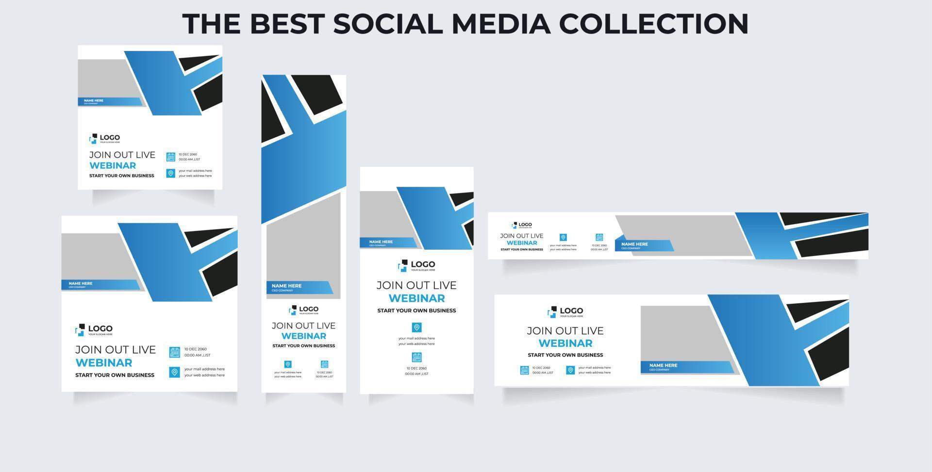 Webinar social media banner, for Business Live webinar or conference invite and Online business promotion banners design set vector