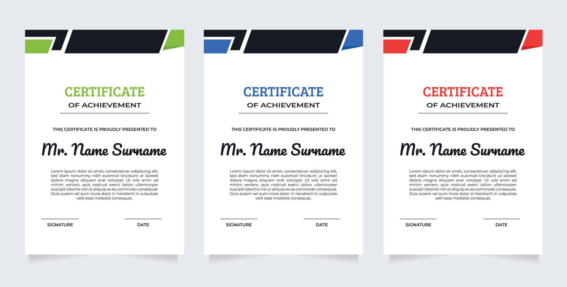 Certificate Award Design Template. Clean modern certificate vector