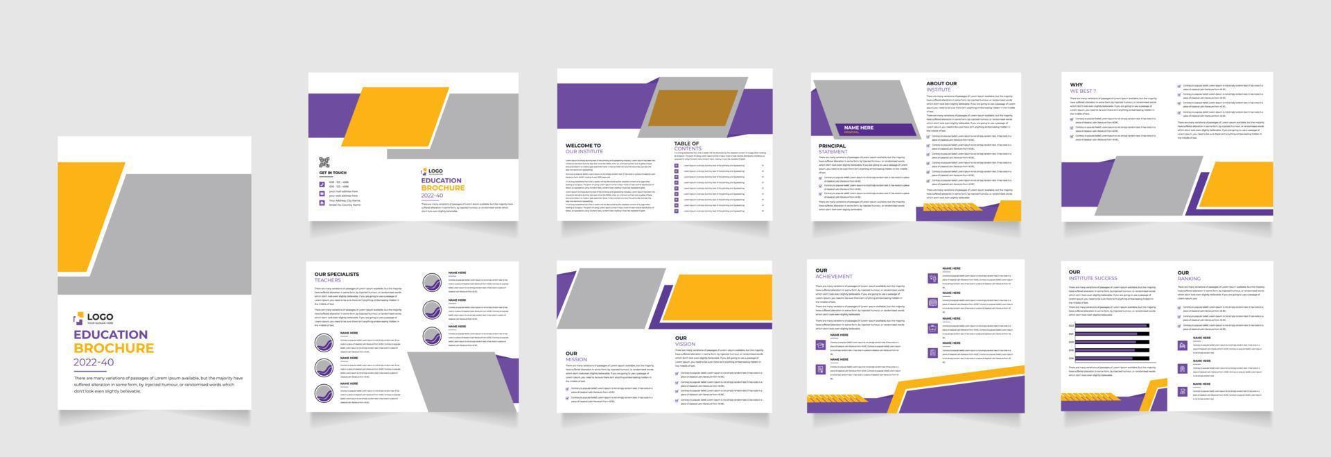 16 pages Education brochure template, corporate business booklet, simple style and modern layout, bifold brochure, annual report template, annual report vector