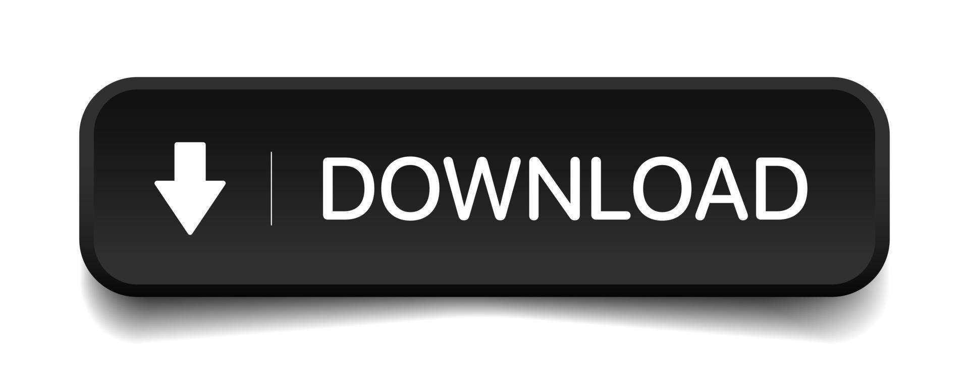 3D black download button icon. Upload icon. Down arrow bottom side