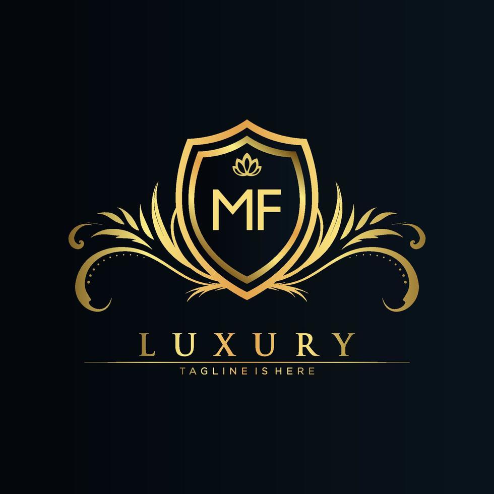 MF Letter Initial with Royal Template.elegant with crown logo vector, Creative Lettering Logo Vector Illustration.