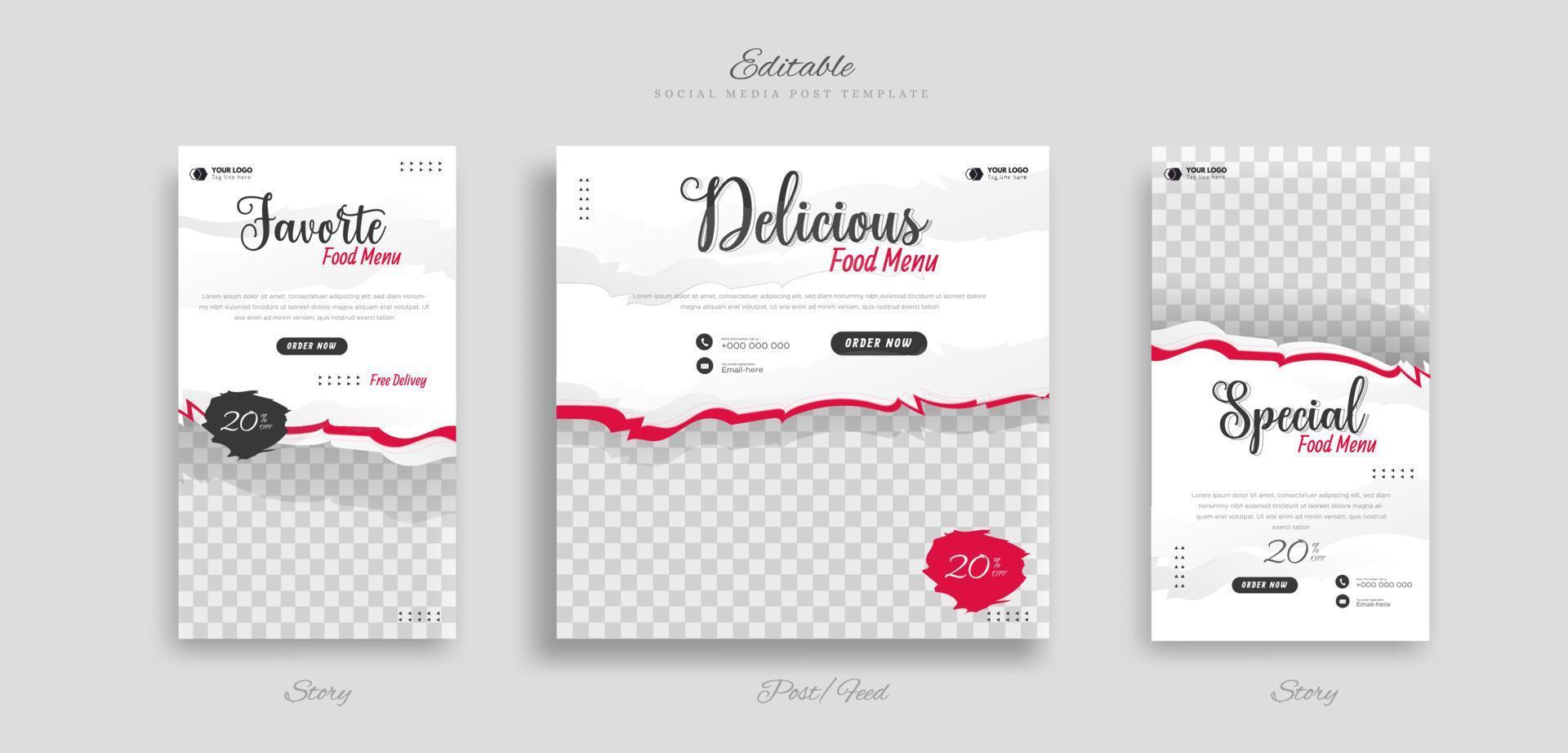 special original food delicious restaurant promotion menu content for social media post banner template. vector