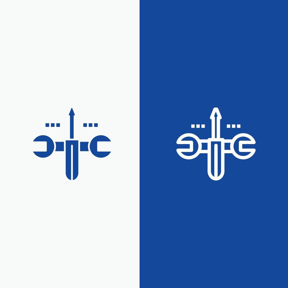 Cloud Computing Screwdriver Tooling Line and Glyph Solid icon Blue banner vector