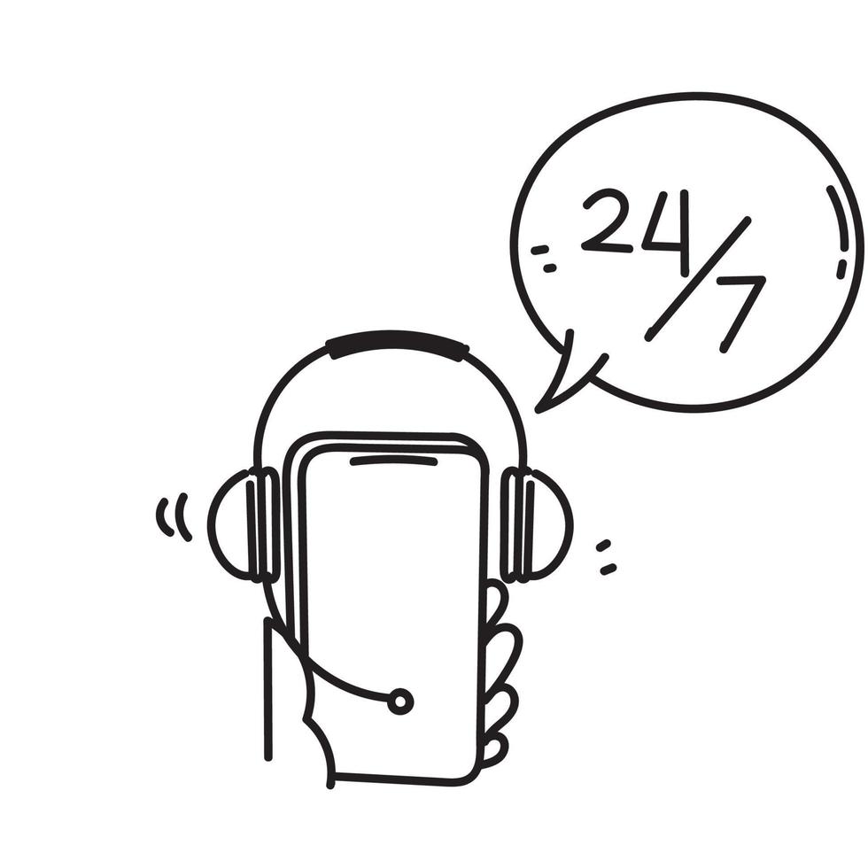 had drawn doodle mobile  for call center agent illustration vector