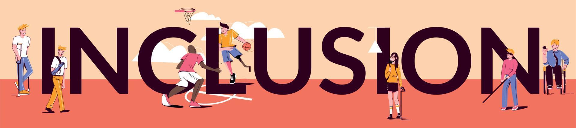 Inclusion Flat Text Composition vector