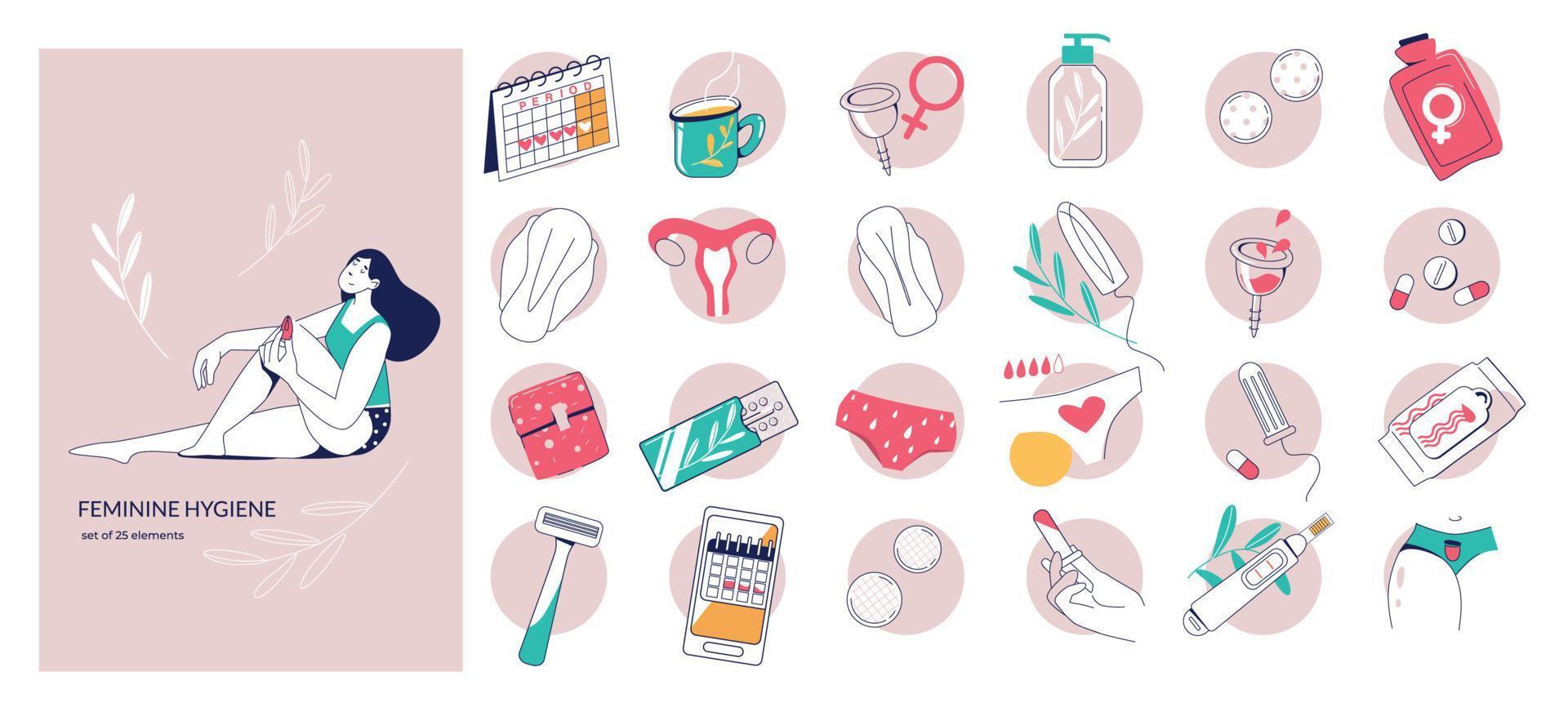 Femimine Hygiene Round Compositions vector