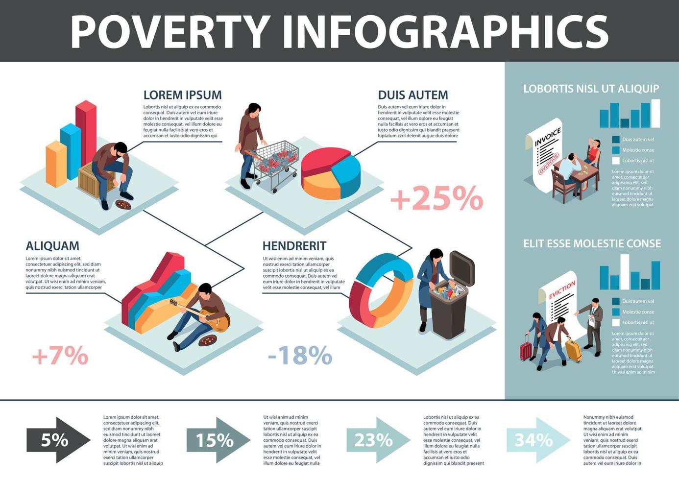 Isometric Poverty Infographics vector