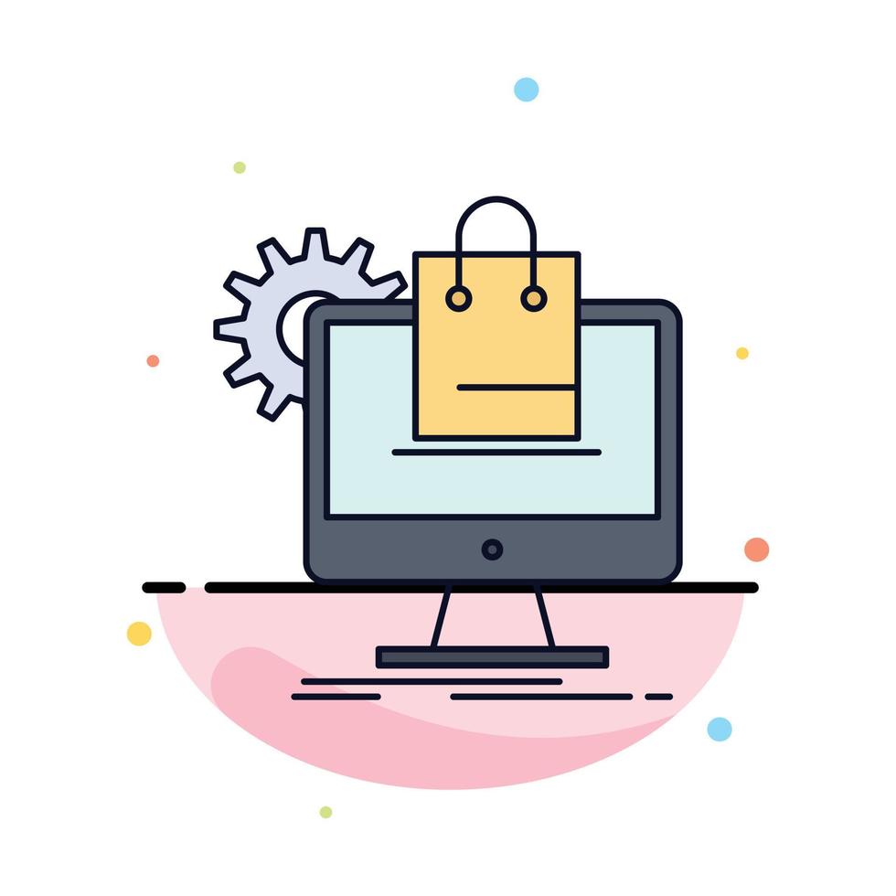 shopping online ecommerce services cart Flat Color Icon Vector