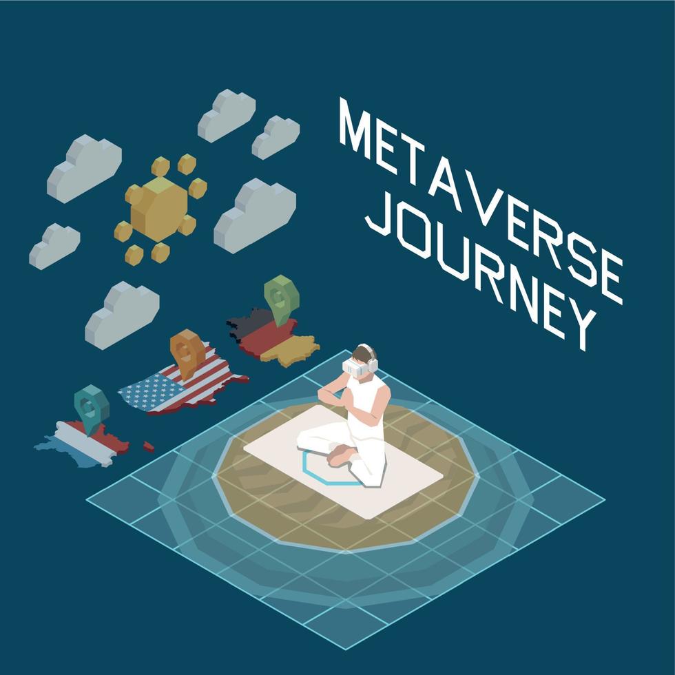 Isometric Metaverse Journey Concept vector