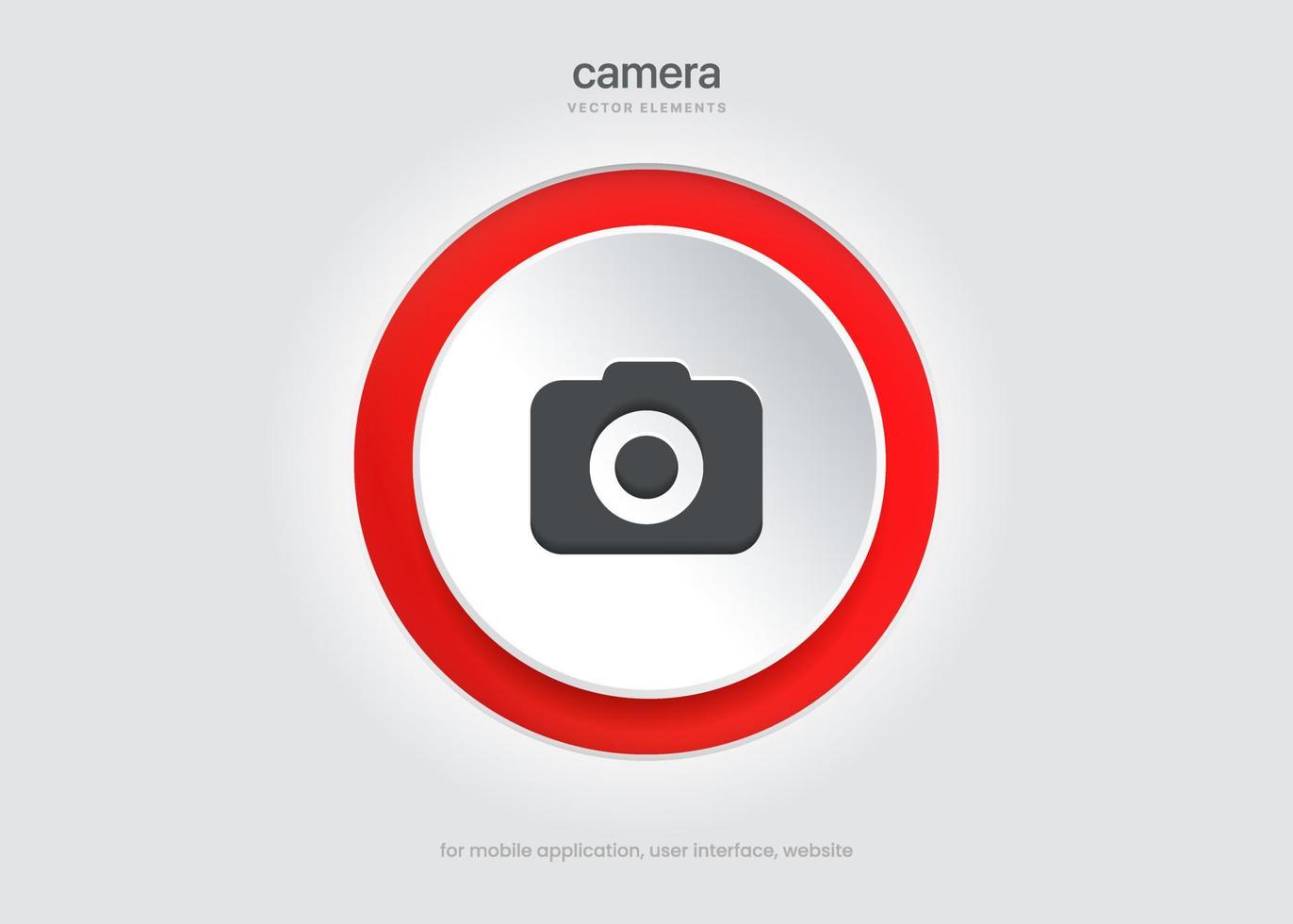 3d Camera icon symbol push button. Photograph sign. Photo icon. Cam
