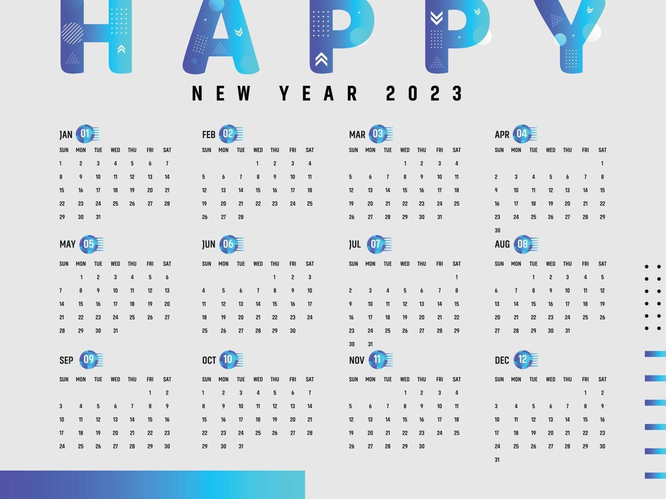 Happy new year calender design 2023 vector