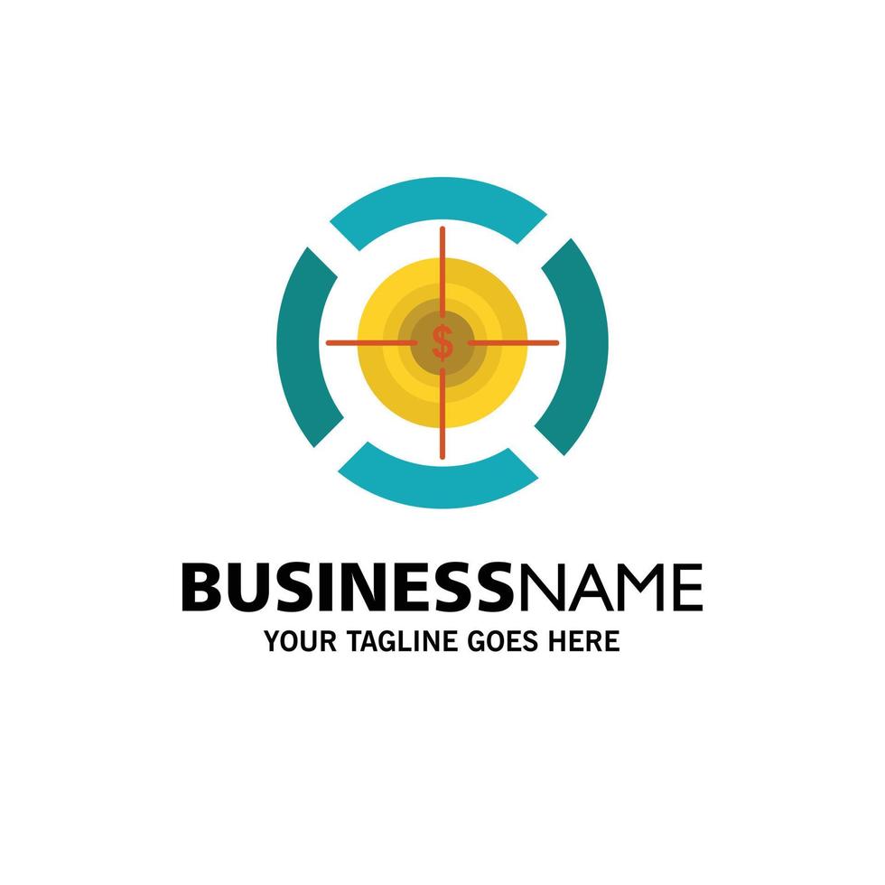 Dart Focus Target Dollar Business Logo Template Flat Color vector