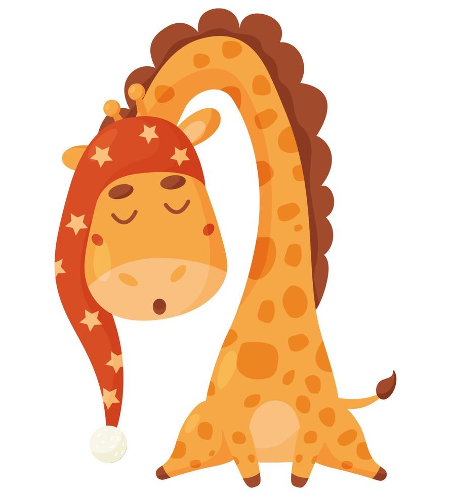 Cute sleeping giraffe vector