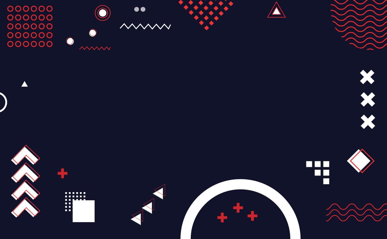 Memphis background banner design with assorted dark red modern geometric elements. Memphis template design, banner design memphis event  design with presentation assets style eps vector