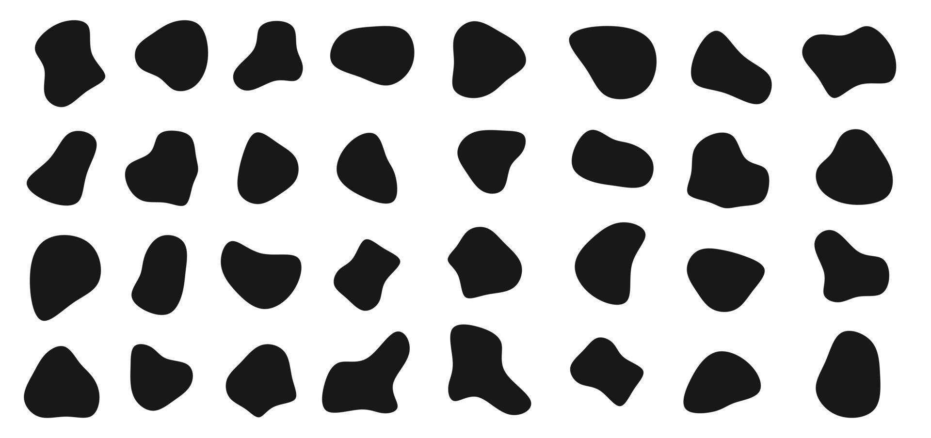 Abstract fluid frame set collection with basic color black pack for assets abstract organic blobs flat vector