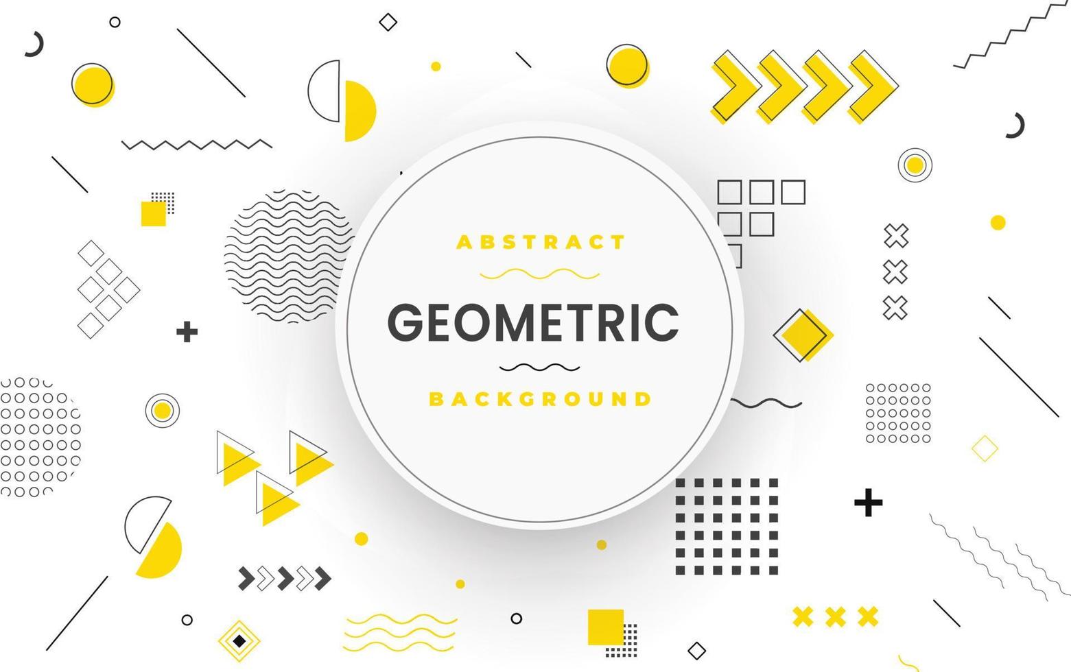 Flat geometric memphis models background with elements set color yellow modern and clean look vector